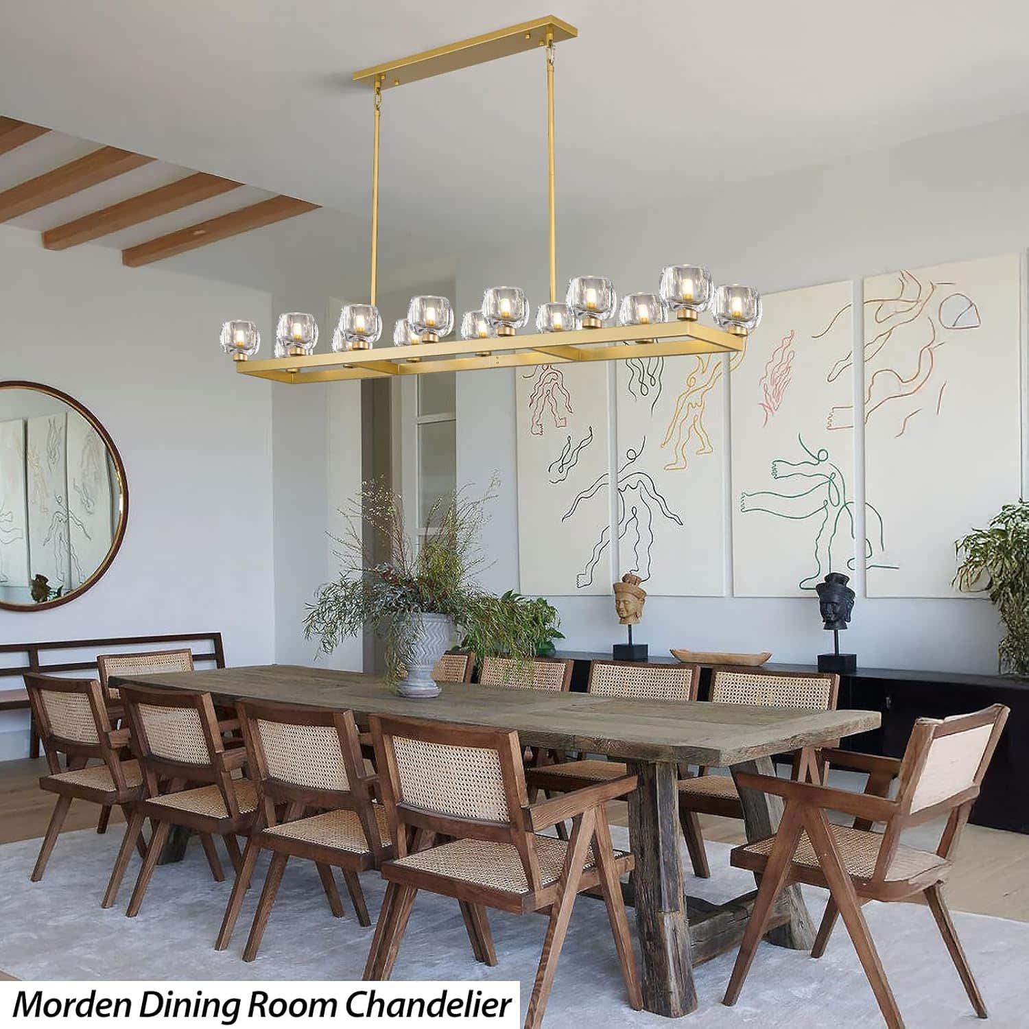 Modern Crystal Rectangle Wagon Wheel Chandeliers