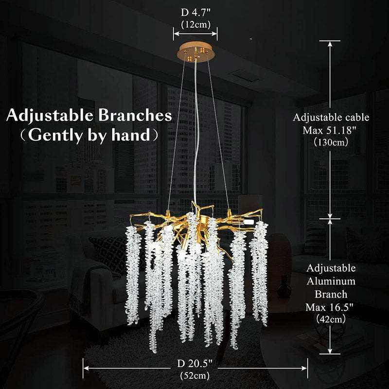 Vinery Tree Branch Crystal Chandelier 20.5"