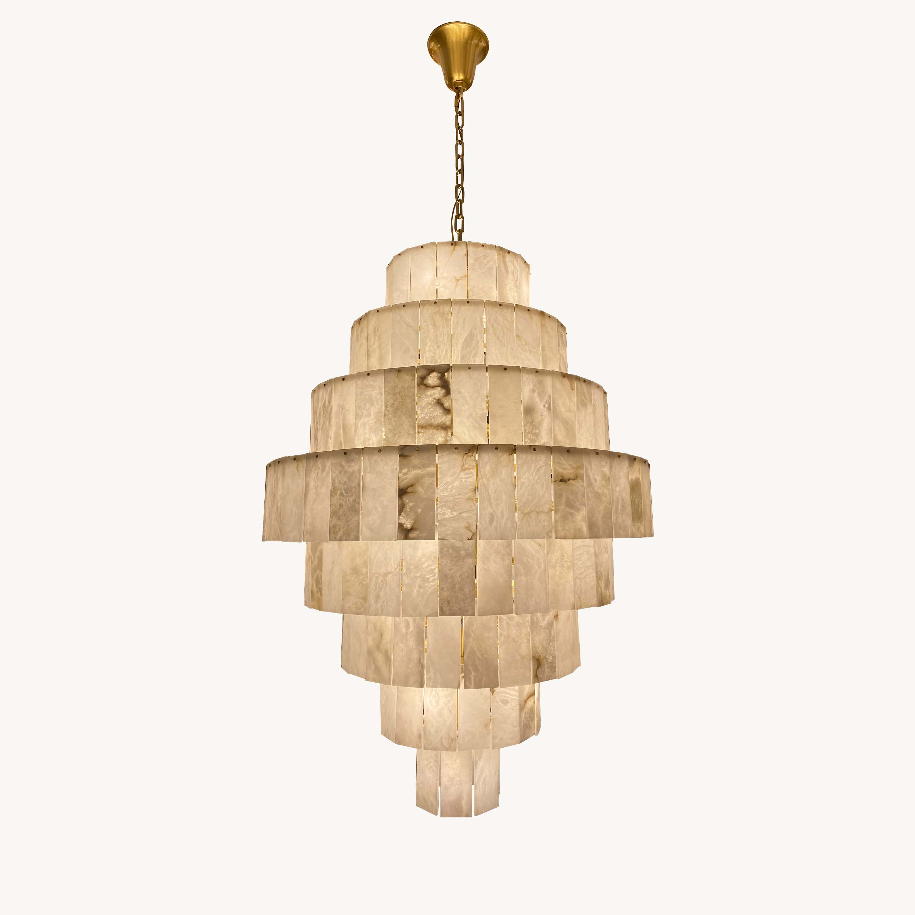 Giant Tiered Alabaster Foyer Chandelier