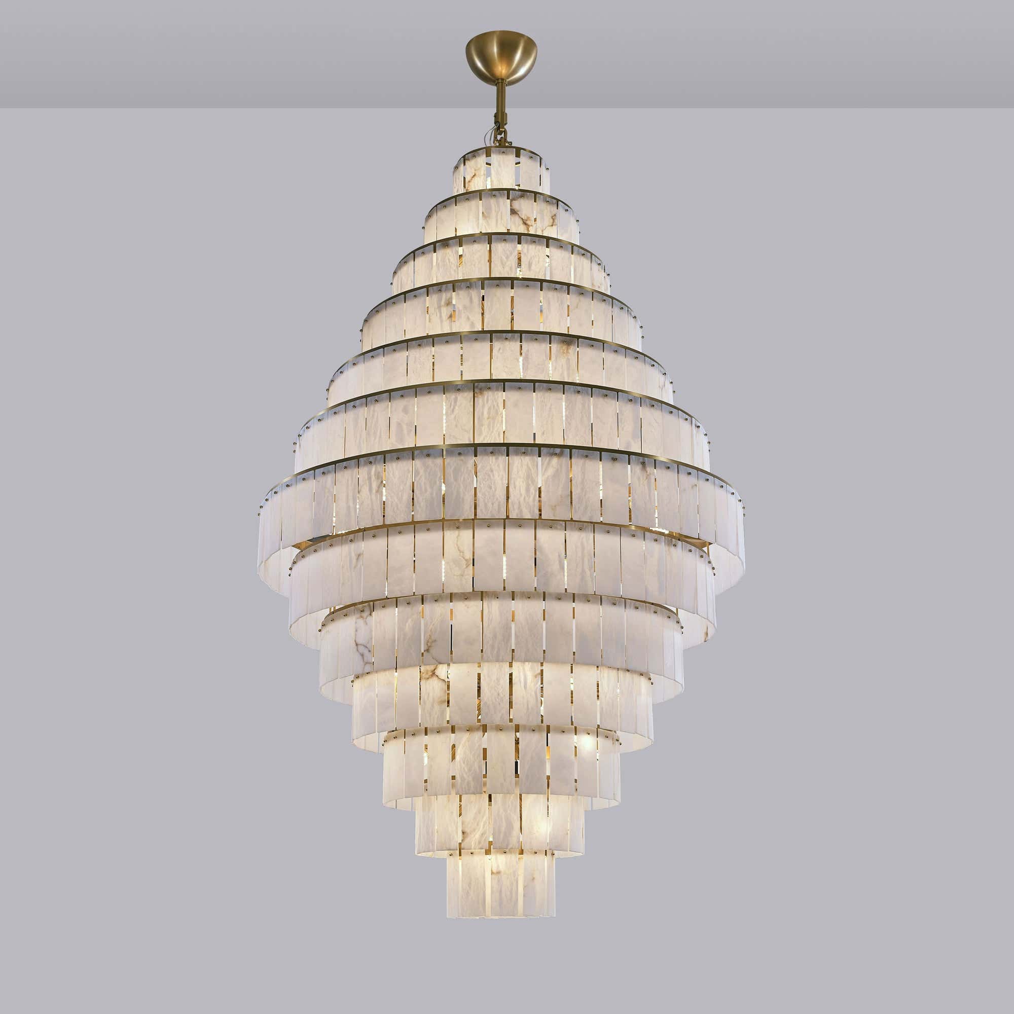 Giant Tiered Alabaster Foyer Chandelier