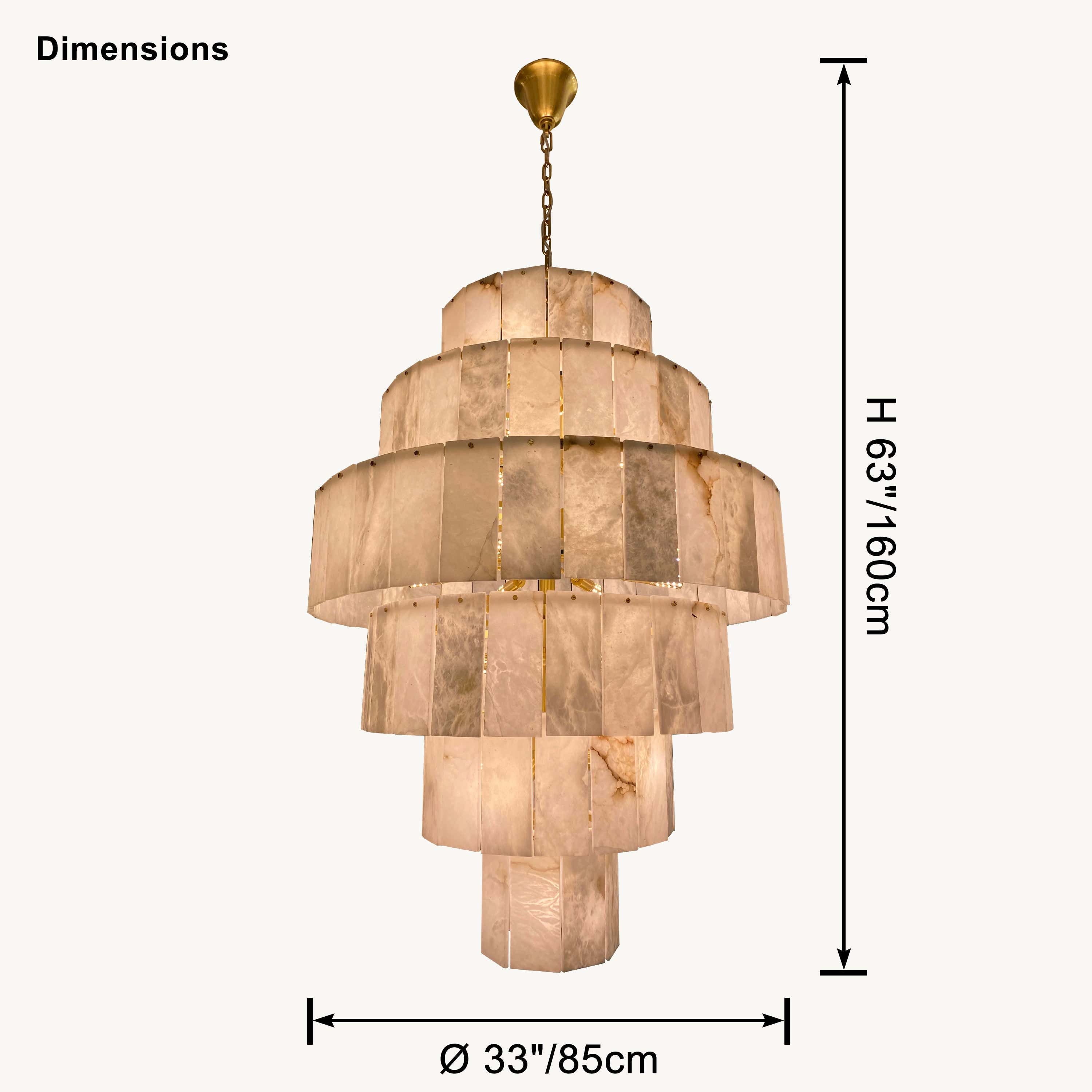 Giant Tiered Alabaster Foyer Chandelier