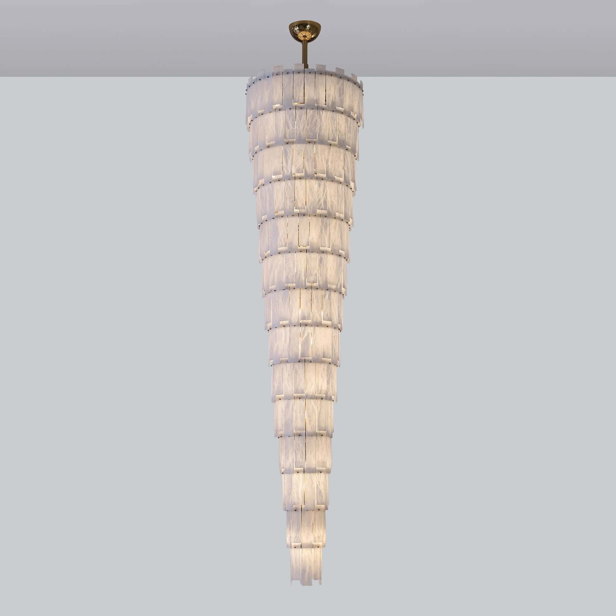 Long Cascading Alabaster Staircase Chandelier
