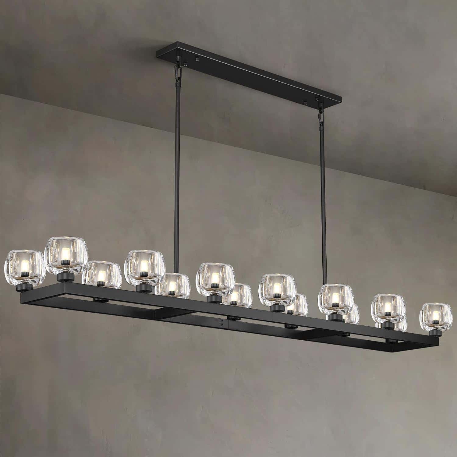 Modern Crystal Rectangle Wagon Wheel Chandeliers