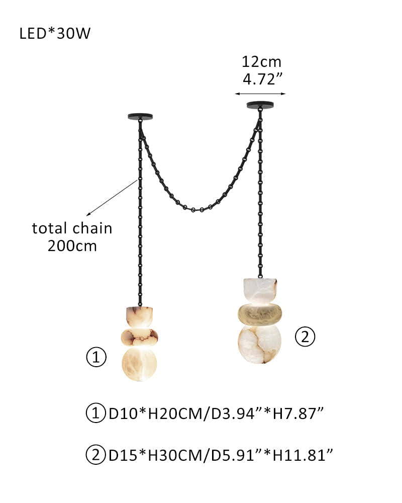 7 lights 6" Wide Multi Light LED Pendant Light Fixtures white alabaster indoor lighting