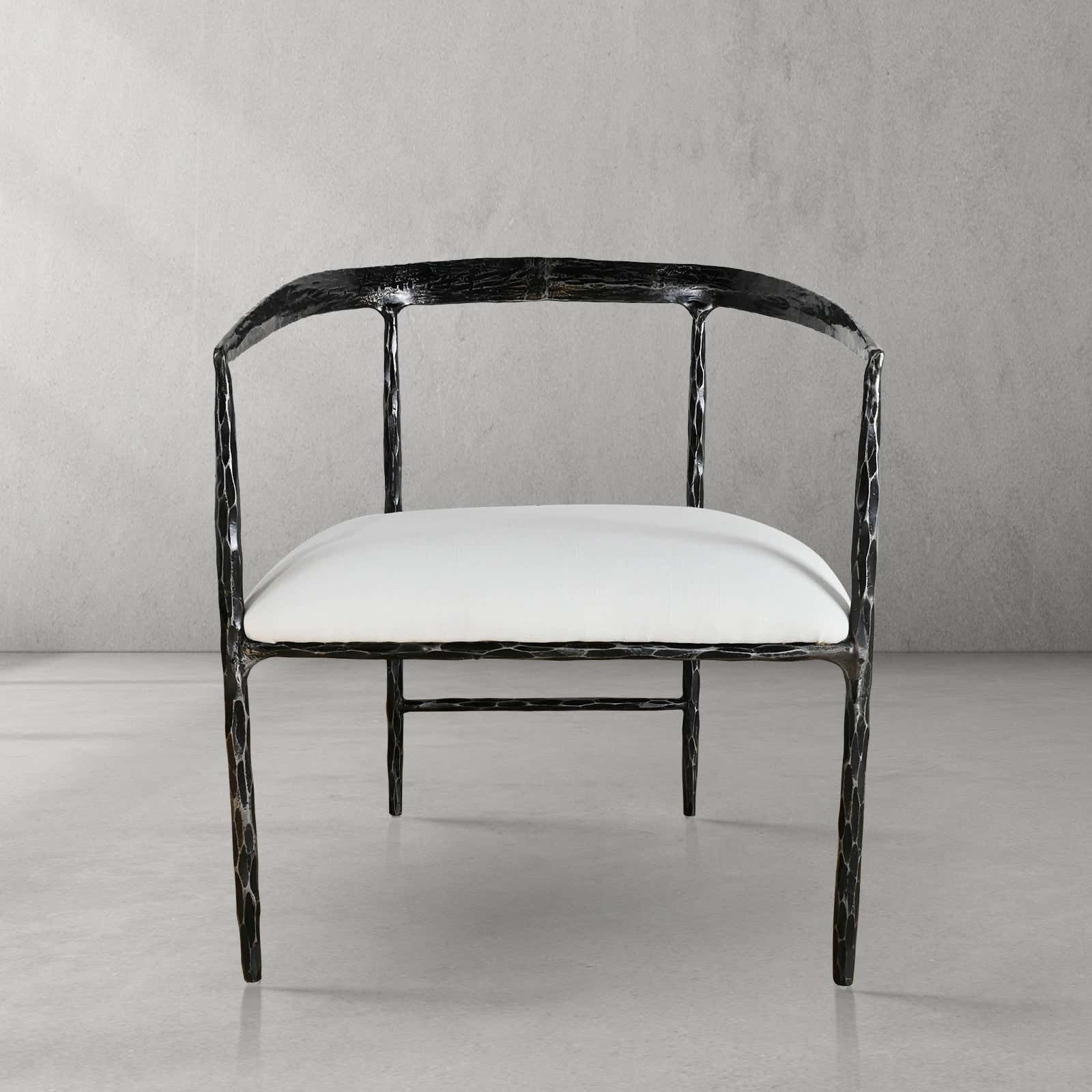 Hand-Forged Metal Curved Chair