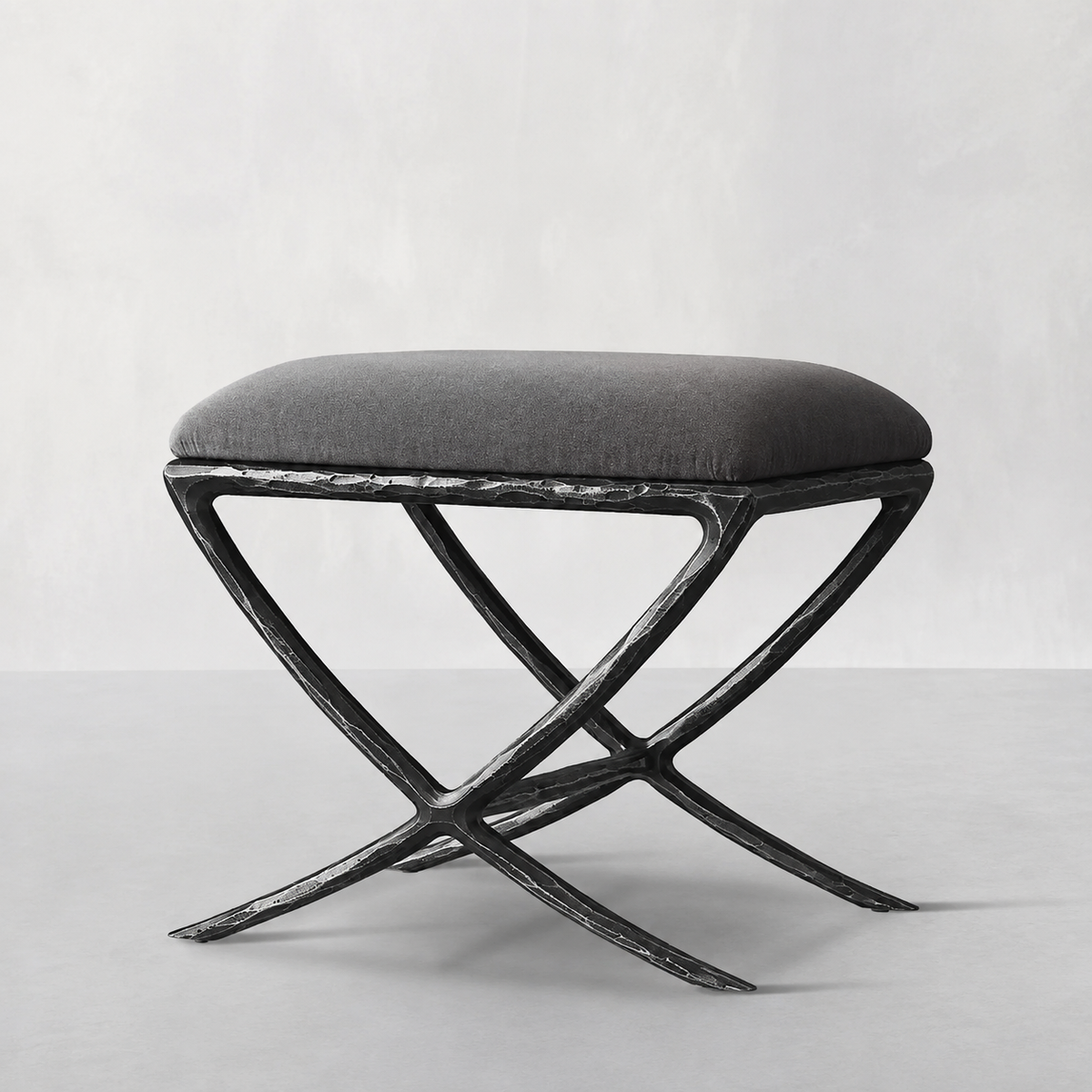 Hand-Forged Metal X-base Stool