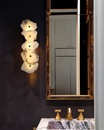 Art Decor Multiple Irregularity Shape LED Brass wall sconces White Alabaster Shade