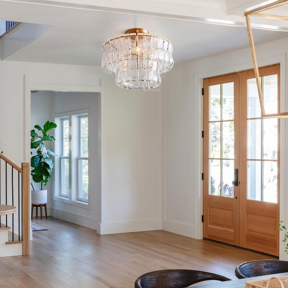 Amor 2-Tier Ghiaccio Glass Round Flushmount 18"