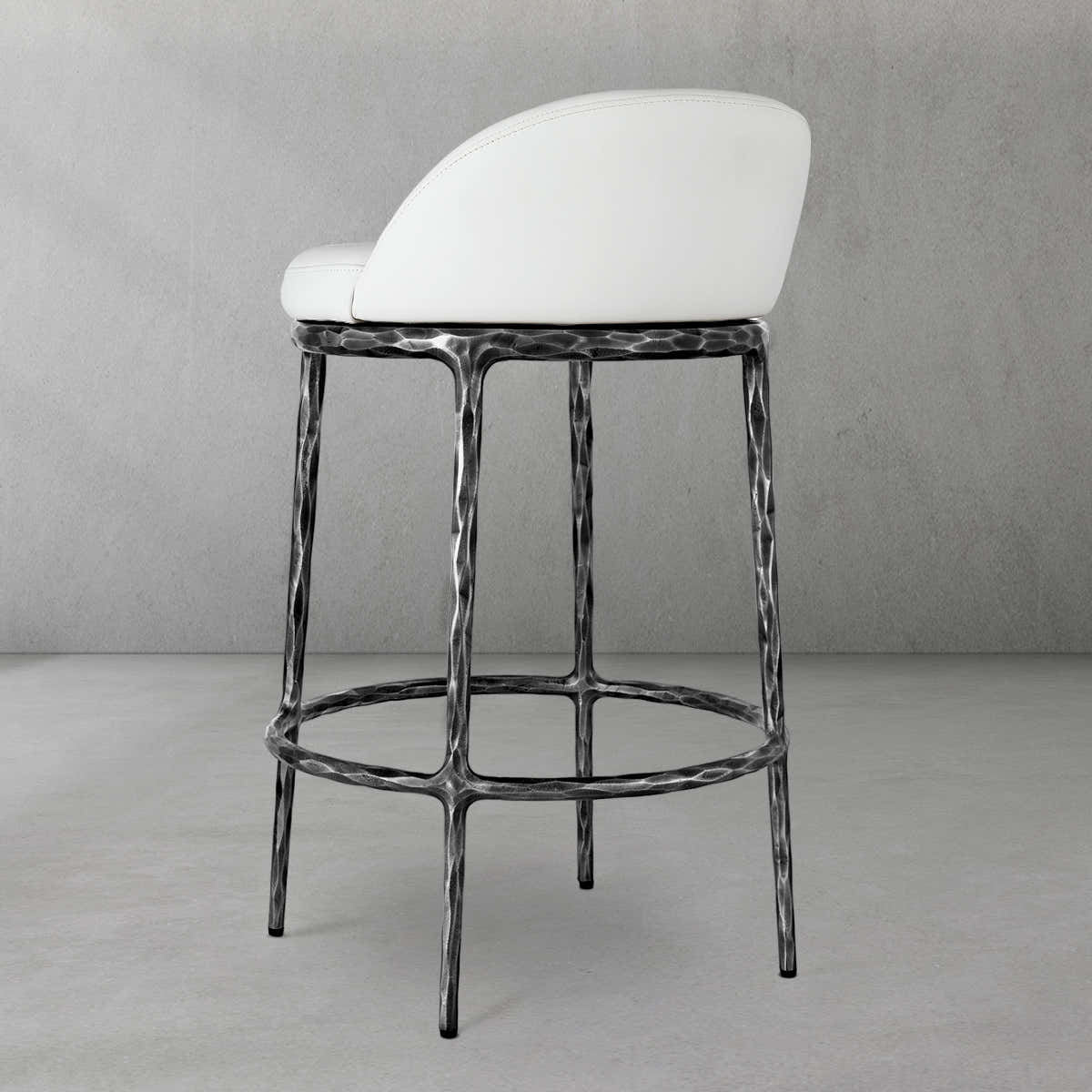 Hand-Forged Metal Bar Swivel Counter Stool