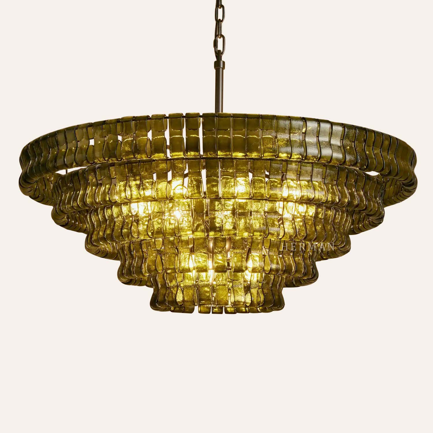 Amor 5-Tier Ghiaccio Glass Pendant Round Chandelier 48"