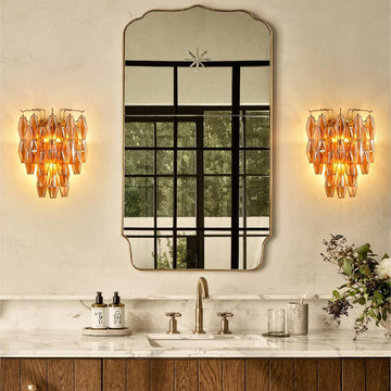 Modern Evelyn Amber Glass Wall Sconce