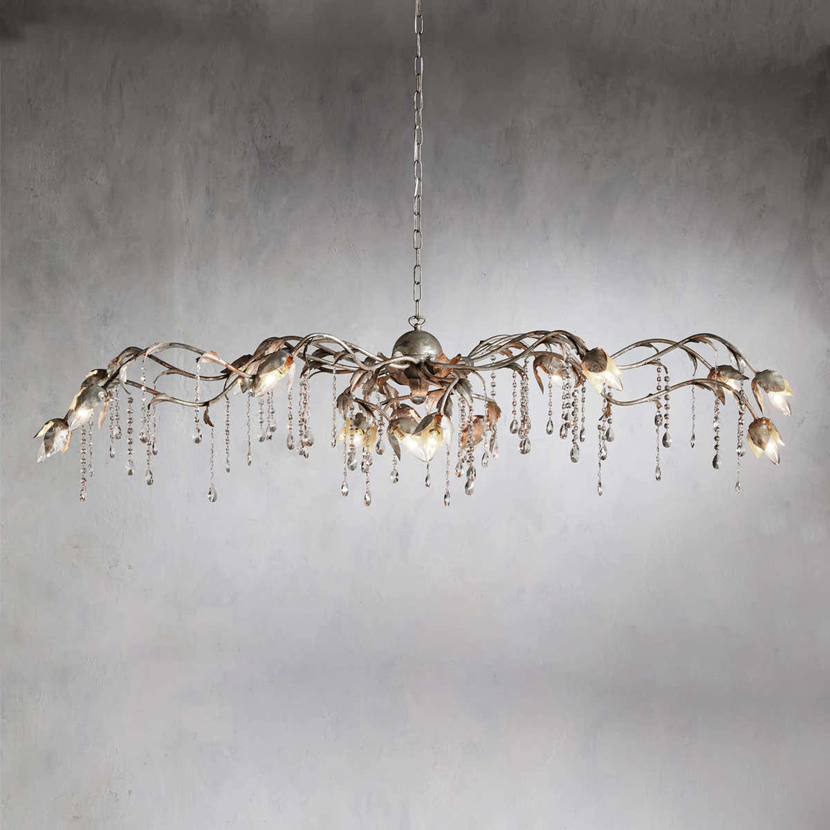 Gothic Viticci Rectangular Chandelier 52 " 61" 71"- Silver