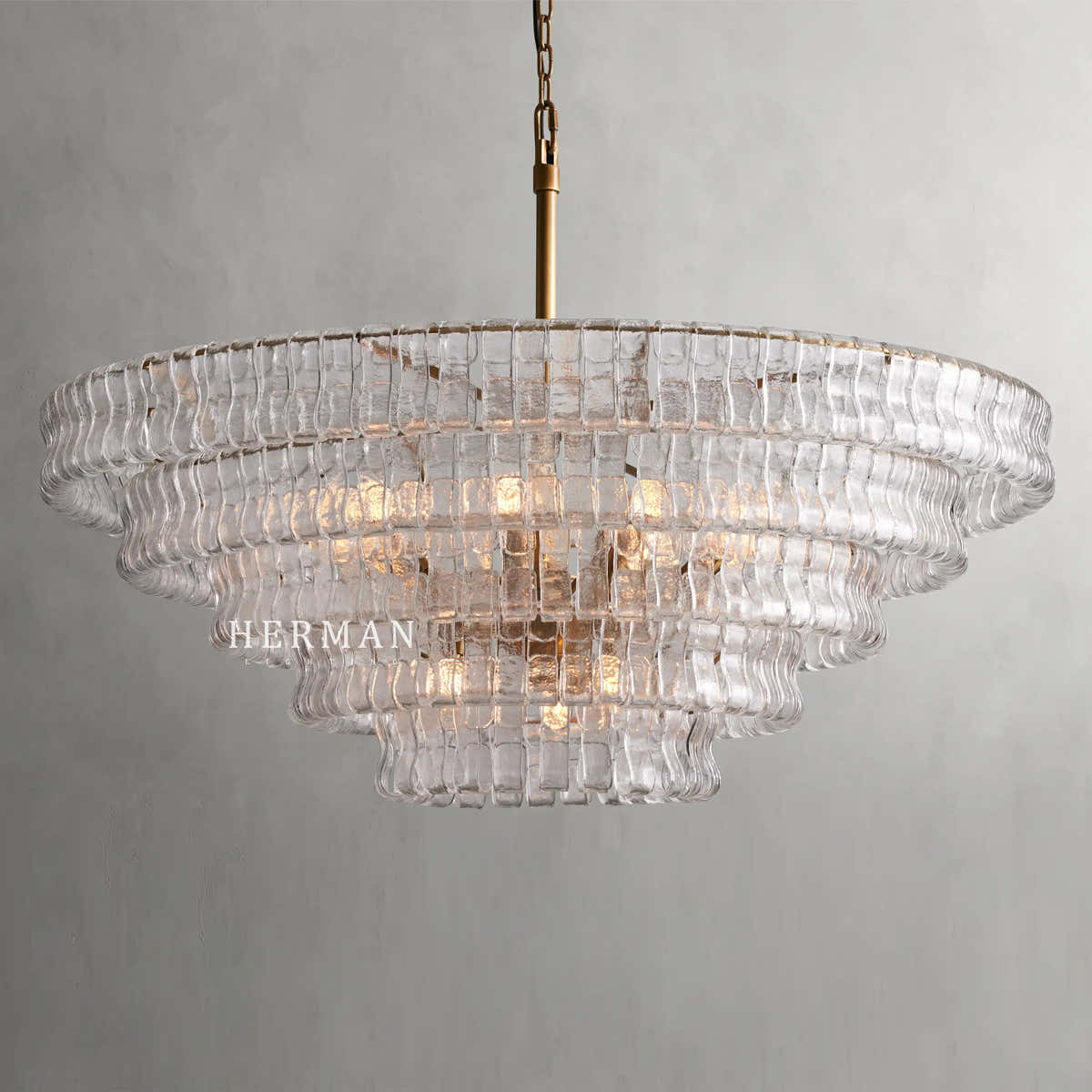Amor 5-Tier Ghiaccio Glass Pendant Round Chandelier 48"