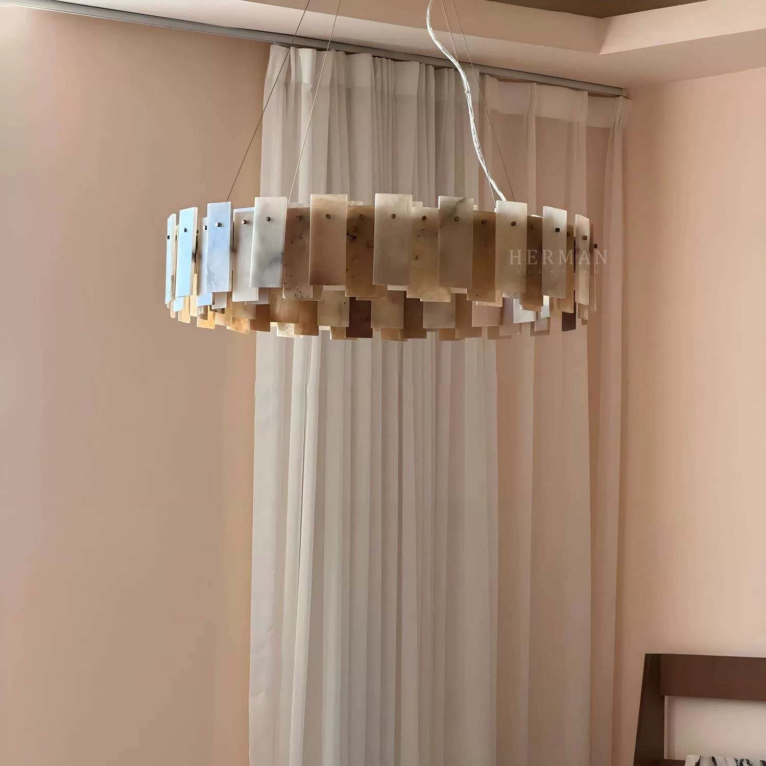 Halo Round Alabaster Chandelier