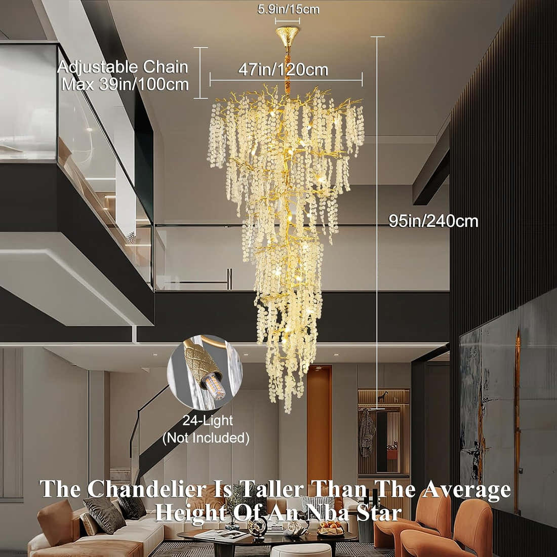 Modern Crystal Tree Branch Chandelier 134"