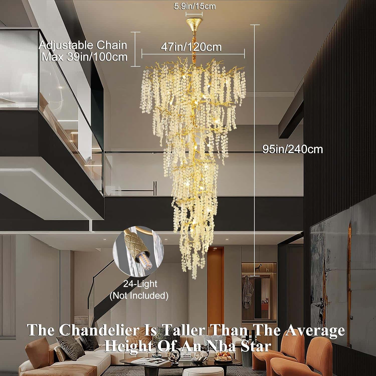 Modern Crystal Tree Branch Chandelier 134"