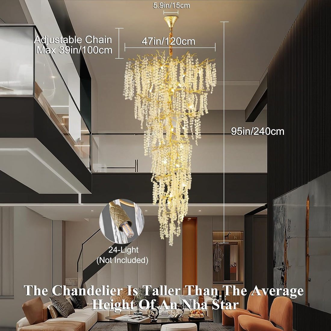 Modern Crystal Tree Branch Chandelier 134"
