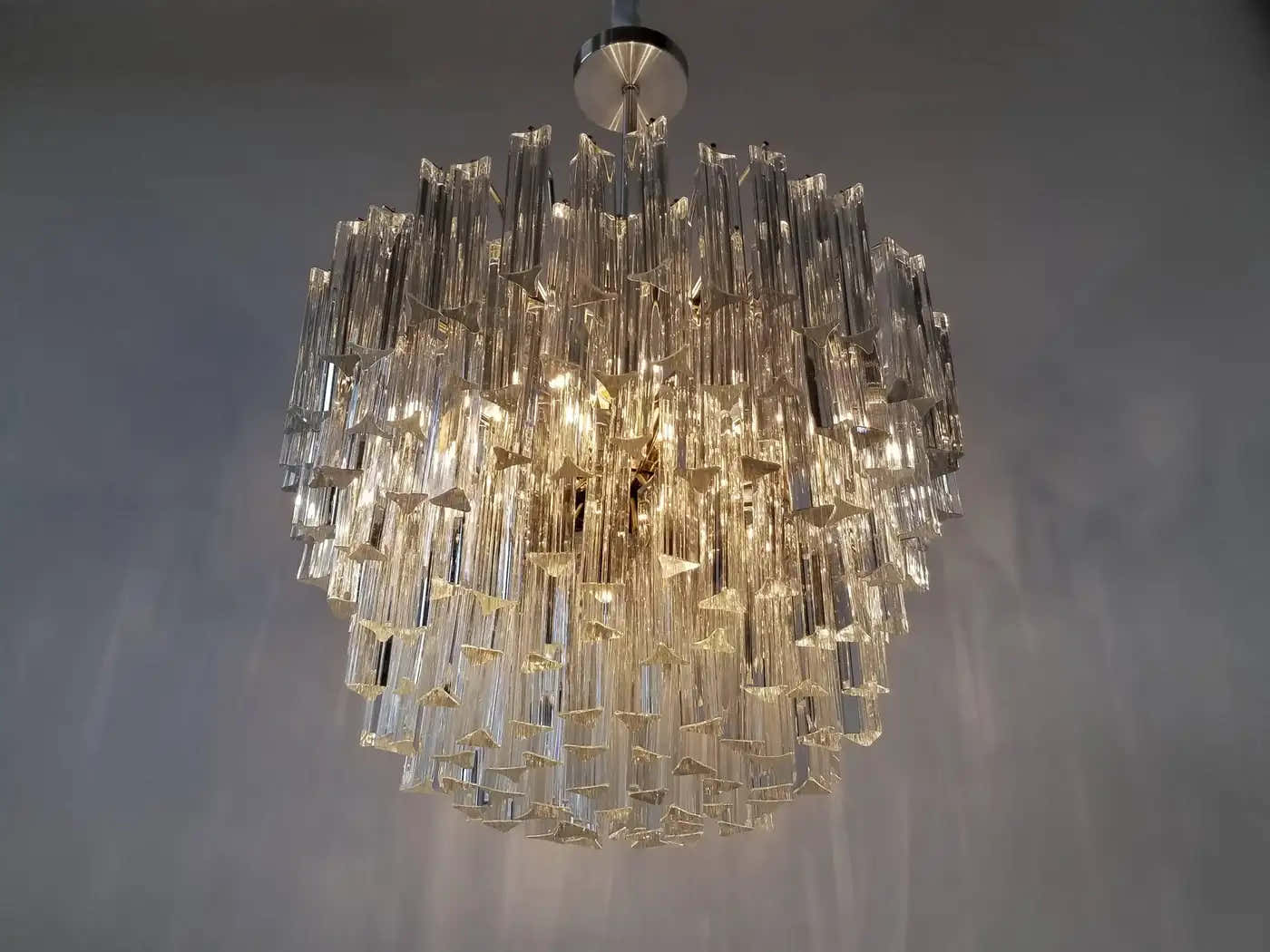 Signed Camer Eight-Tier Glass Prism Chandelier, 1960s, Italia
