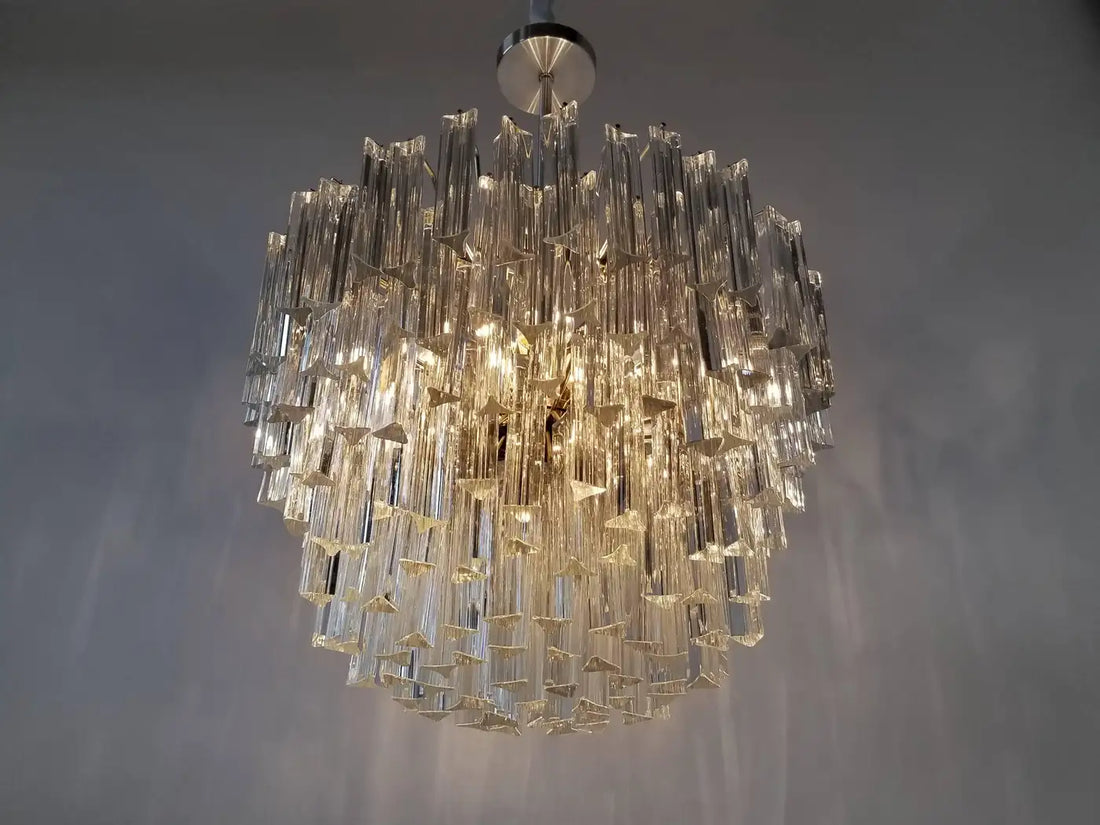 Signed Camer Eight-Tier Glass Prism Chandelier, 1960s, Italia