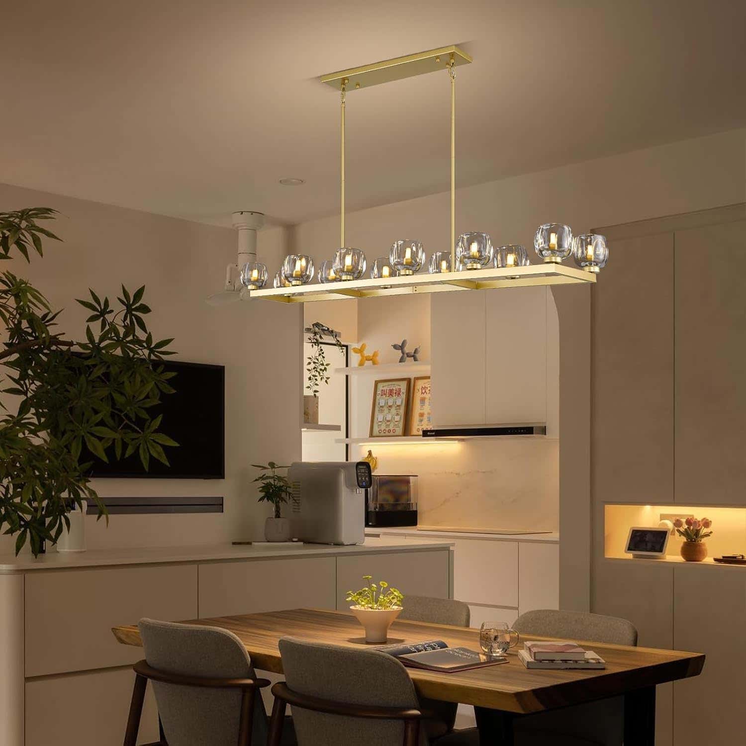 Modern Crystal Rectangle Wagon Wheel Chandeliers