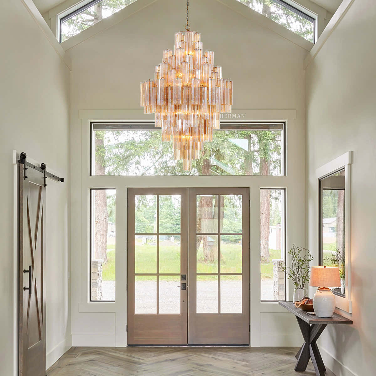 Addis Murano Glass Diamond Chandelier 50"H