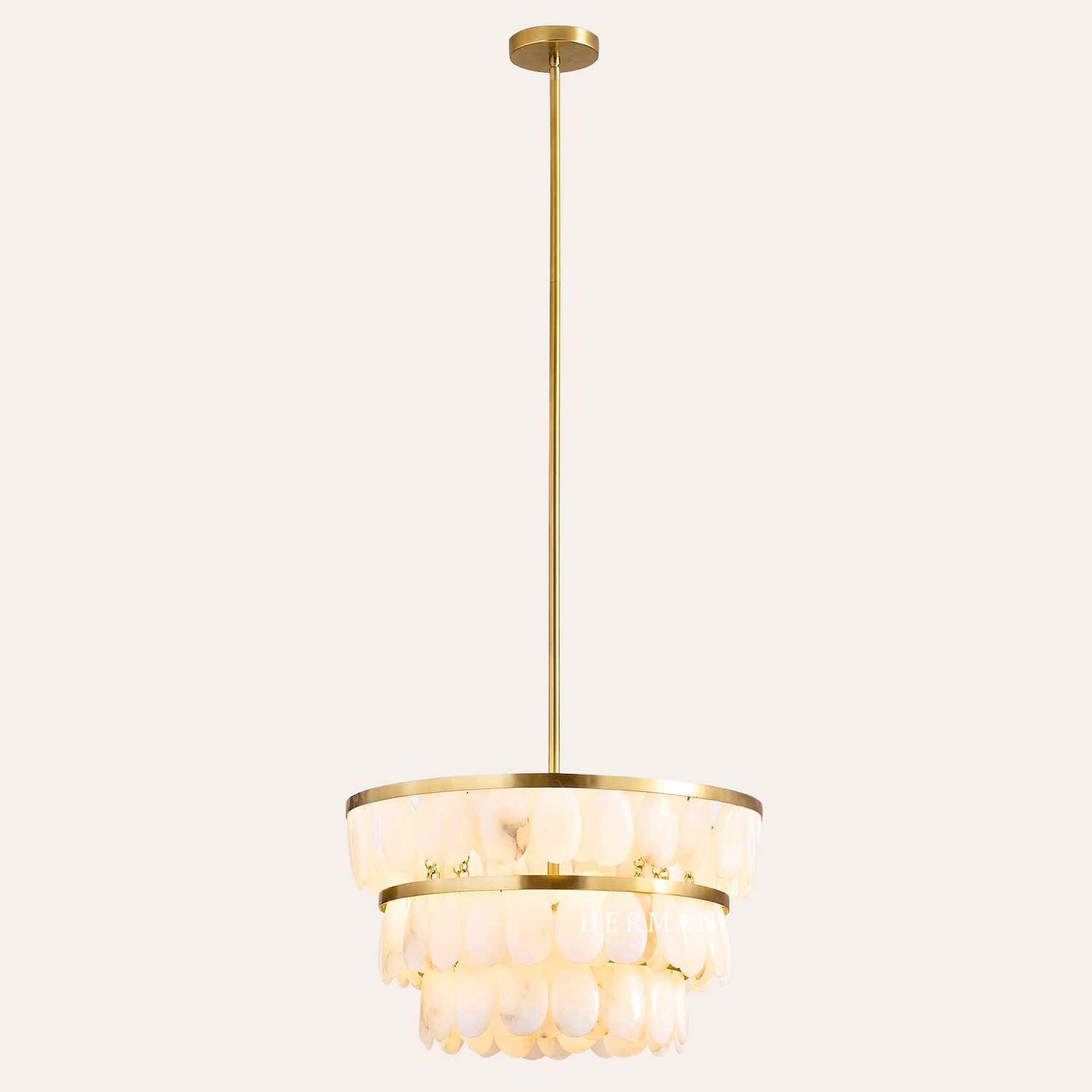 Solene Alabaster Tiered Round Chandelier 22"
