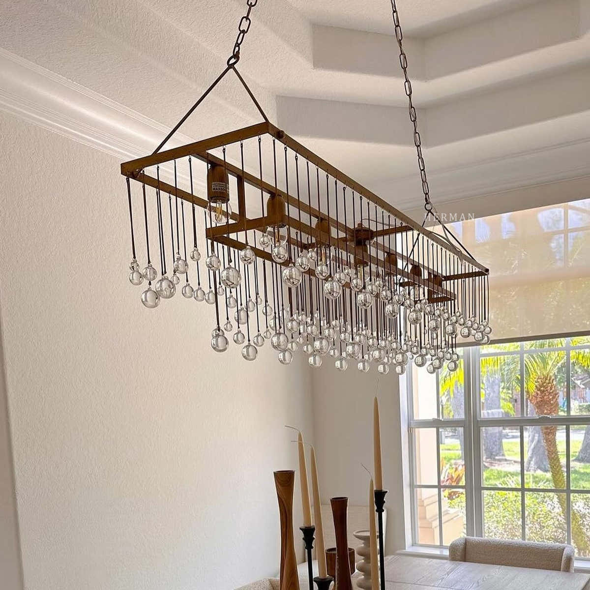 Aubrey Crystal Ball Rectangular Chandelier 47'' 60''