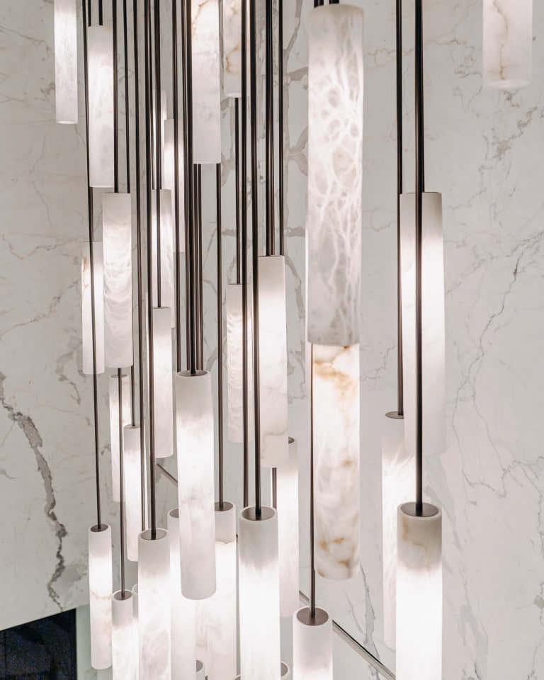 Alabaster Tube Staircase Chandelier