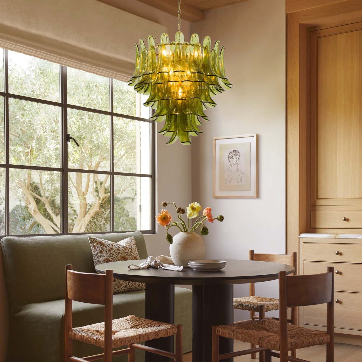 Green Petalo Murano Chandelier