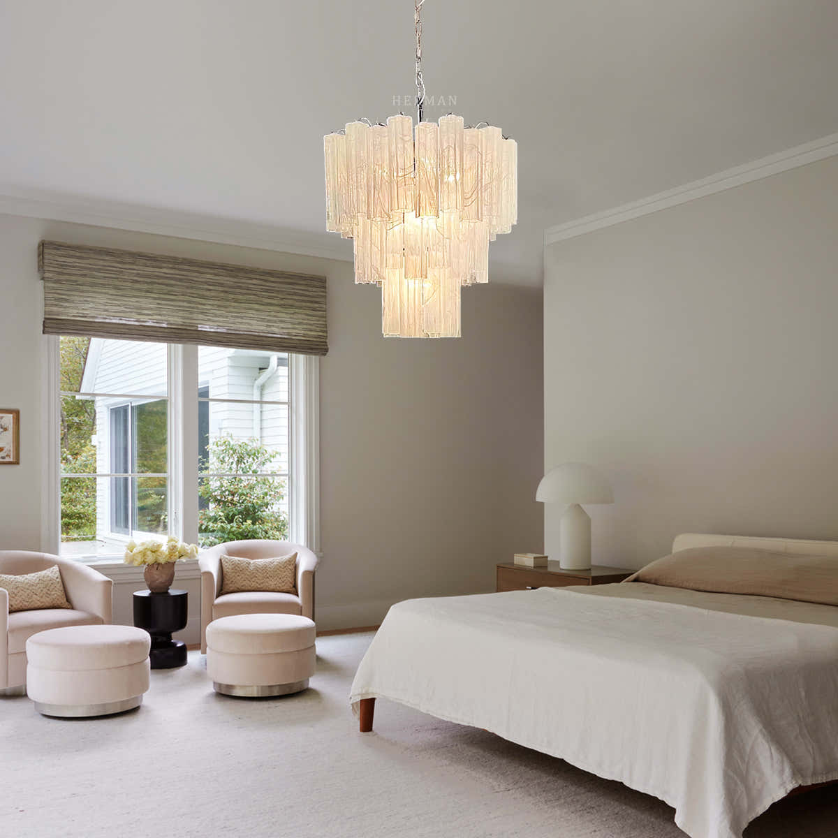 Murano Chandelier – 48 tubes – Alabaster White