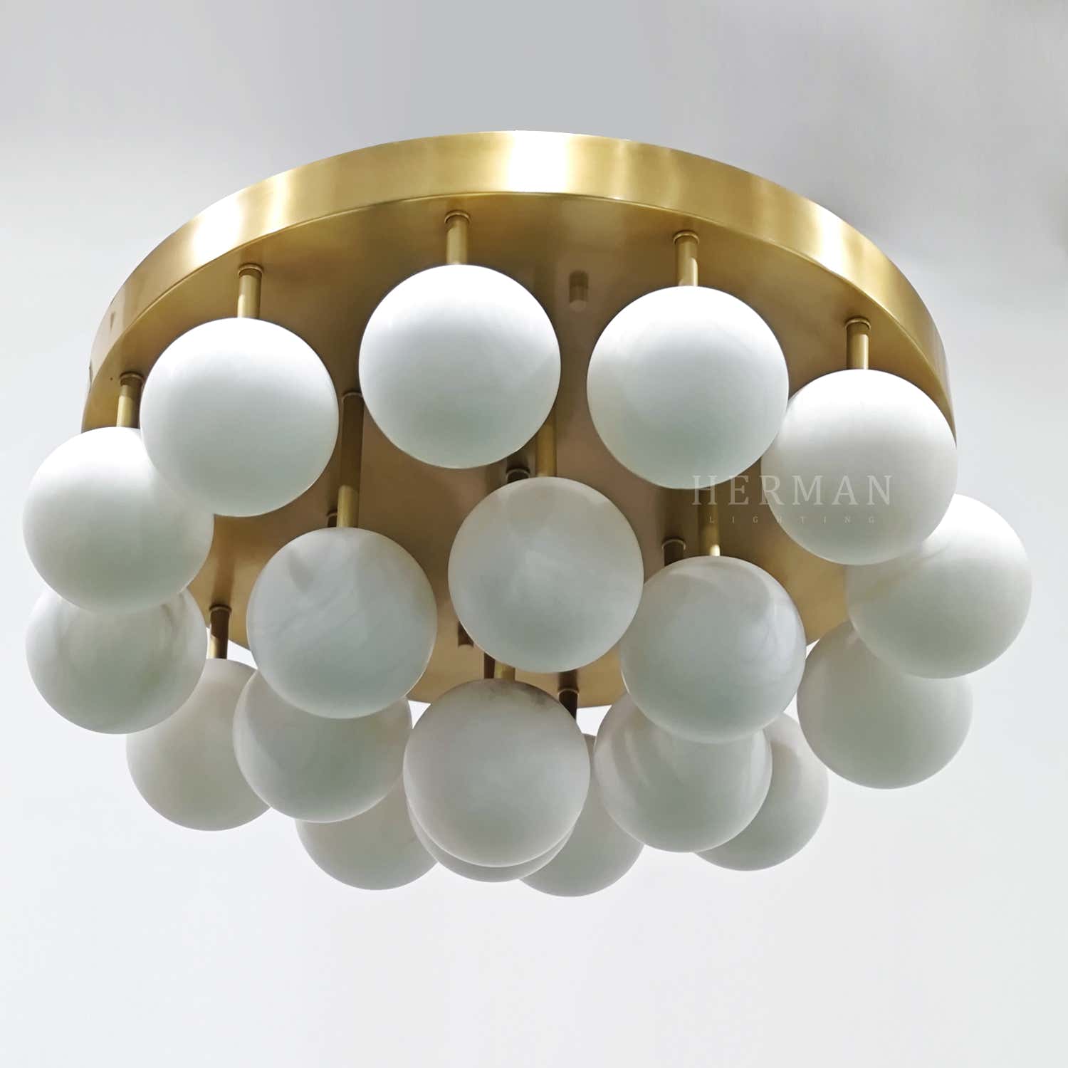Alabaster Semi Flush Mount with Etched Opal Marble Shades