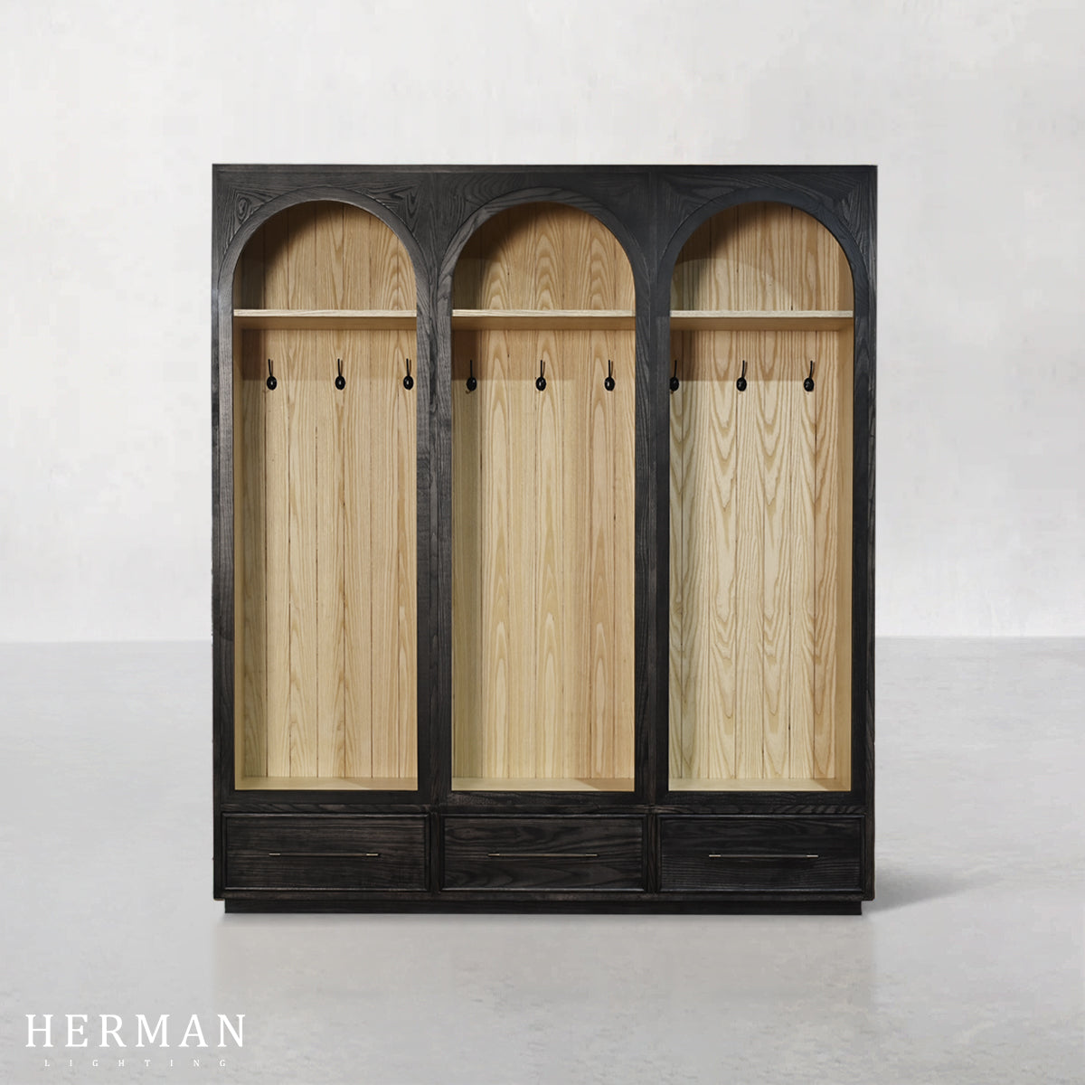 Hattie Triple Entryway Cabinet in Oak 69.75"W