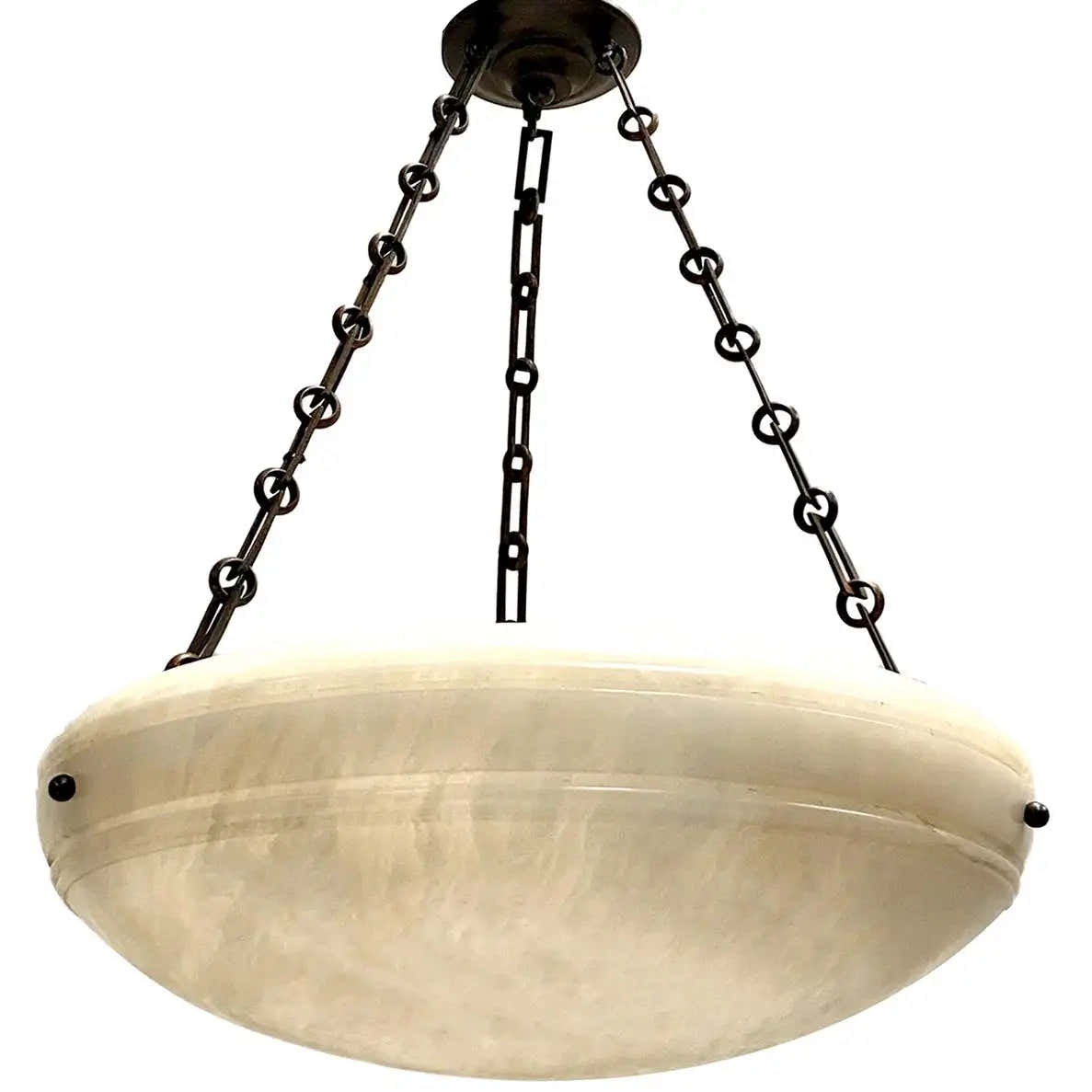 Pair of French Carved Alabaster Fixtures. Sold Individually.