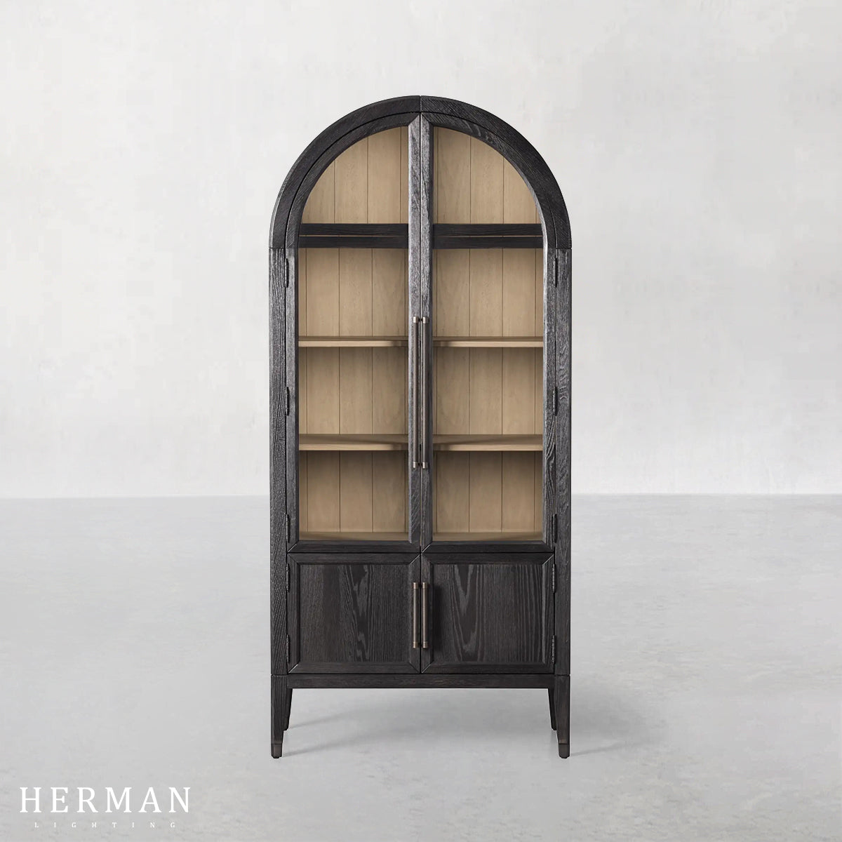 Hattie Glass Accent Cabinet in Oak 36"W 46"W