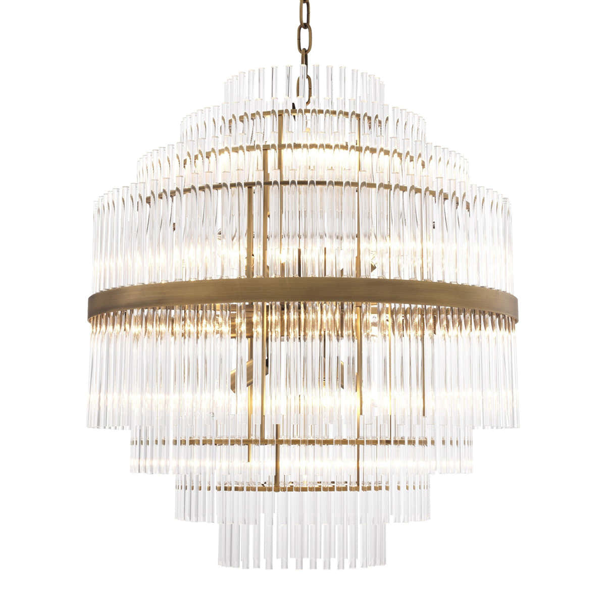 East Modern Brass Glass Chandelier - [Brass]