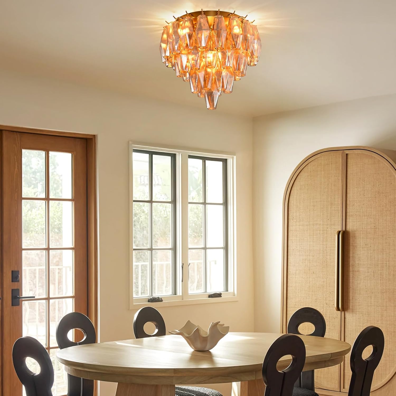 Modern Evelyn Glass Flushmount 17"
