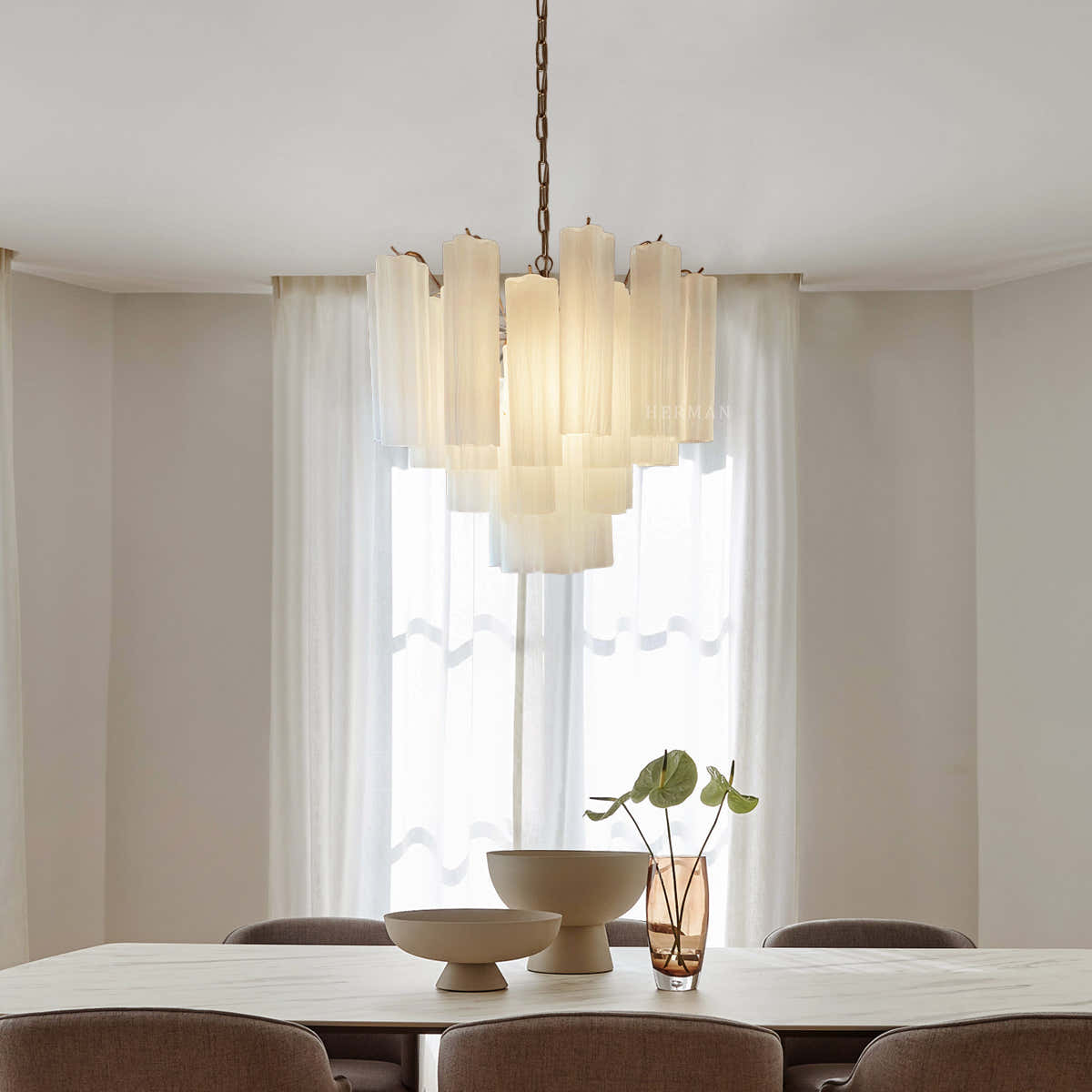 Murano Chandelier – 36 tubes – Matte white