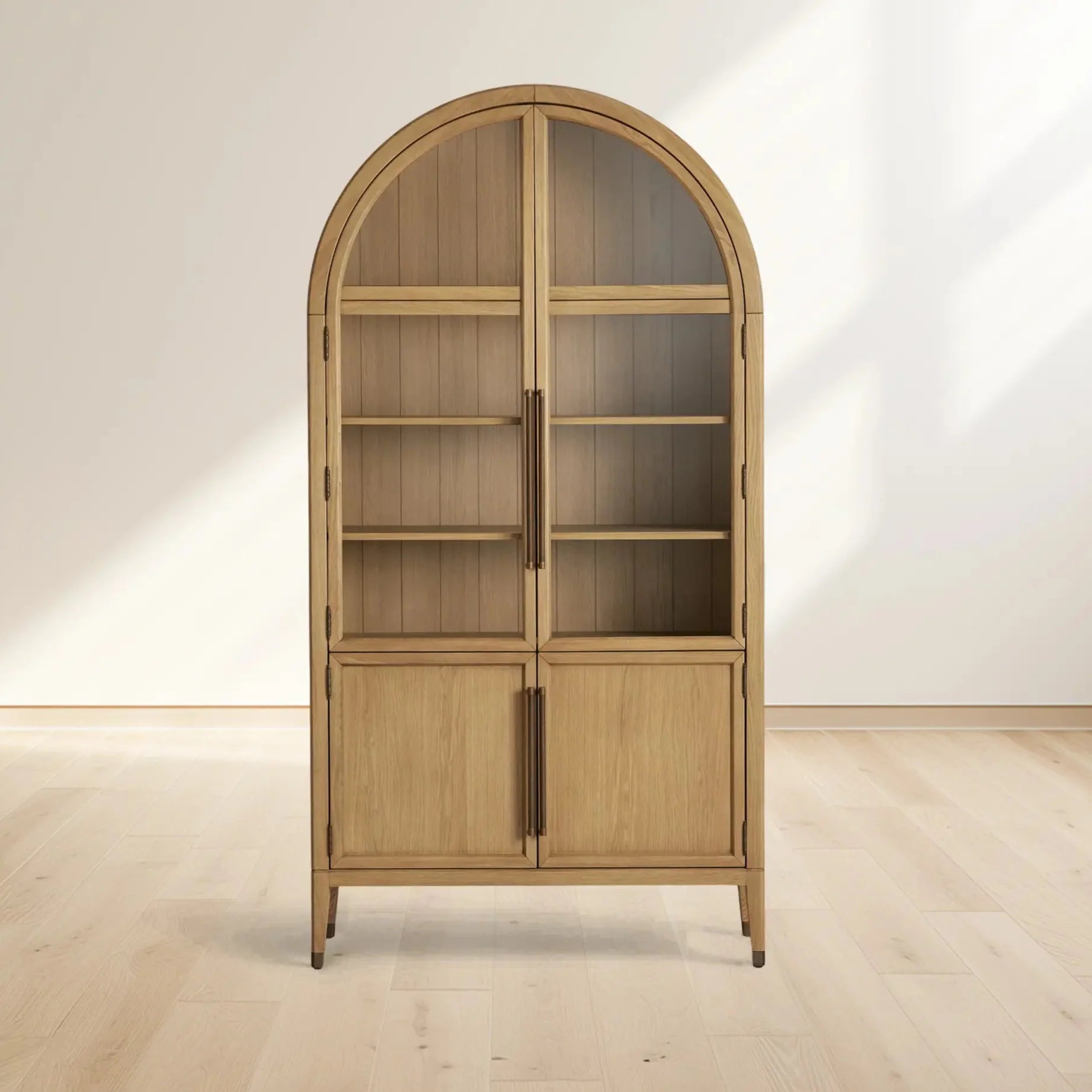 Hattie Glass Accent Cabinet in Oak 36"W 46"W