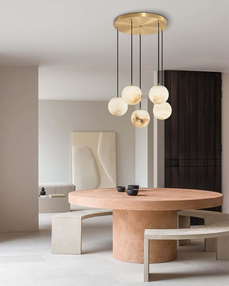 Small Alabaster Cluster Globes Ceiling Pendant Light For High Ceiling
