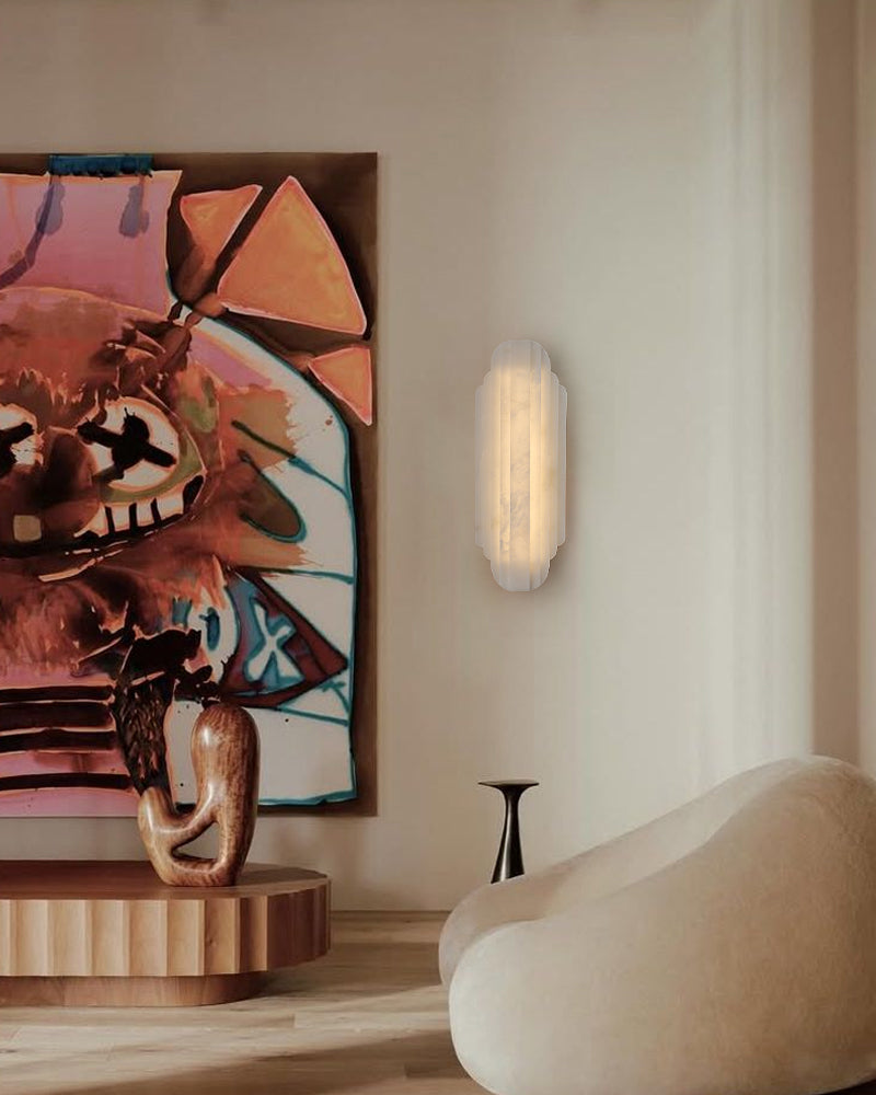 Vanity light fixtures Estelle Alabaster Hillside Flush Mounted Wall Sconces Height 20" 30"