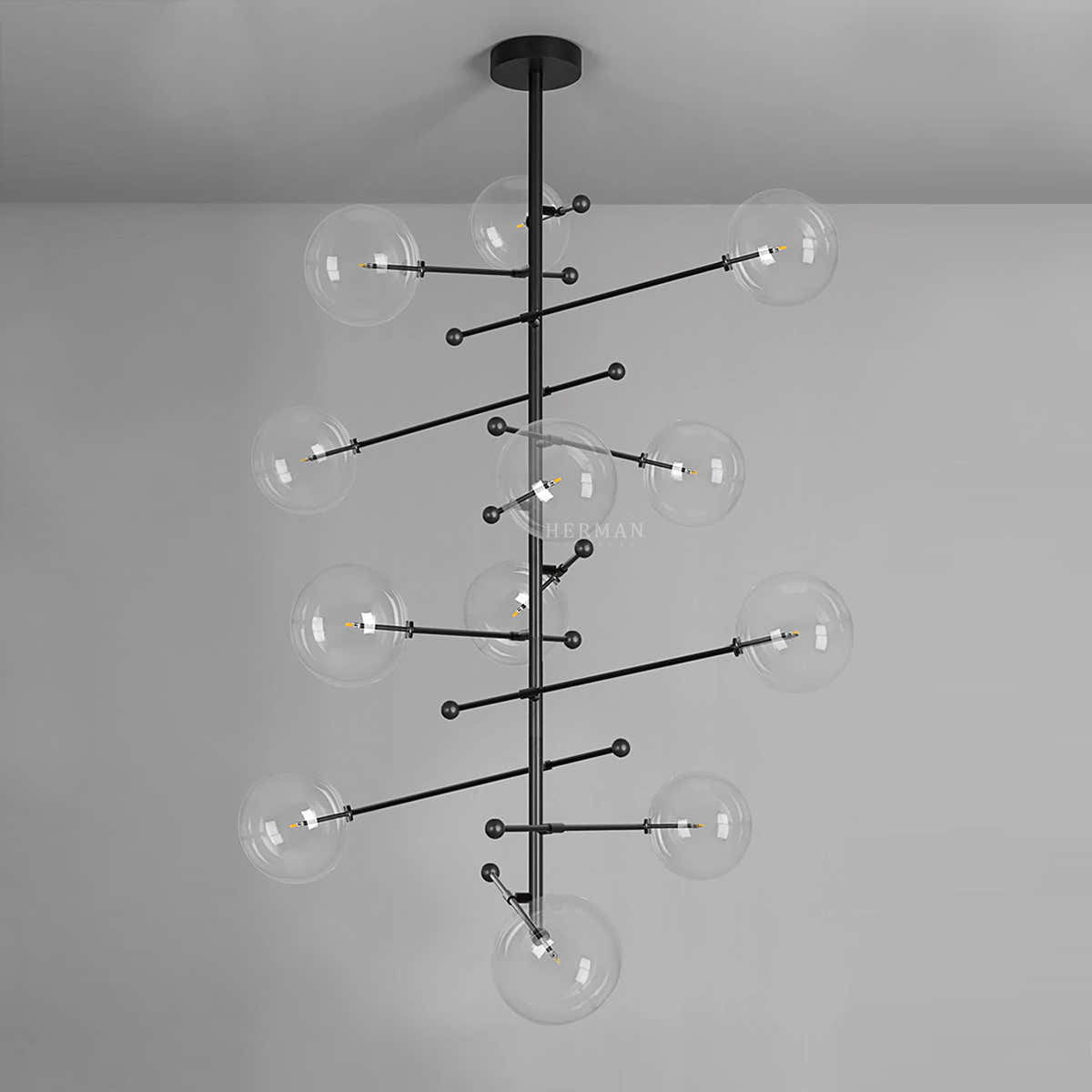 Aero 12-Light Modern Brass Chandelier