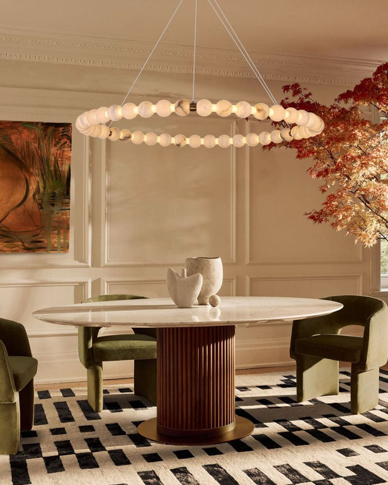 Modern Pearl Alabaster Necklace Circle Triple Chandelier with Dia 60+80+100cm