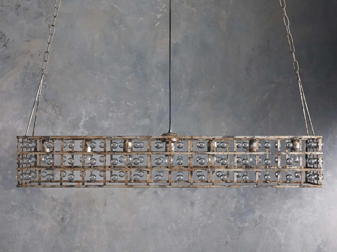 La Cage 50" Rectangular Chandelier in Silver