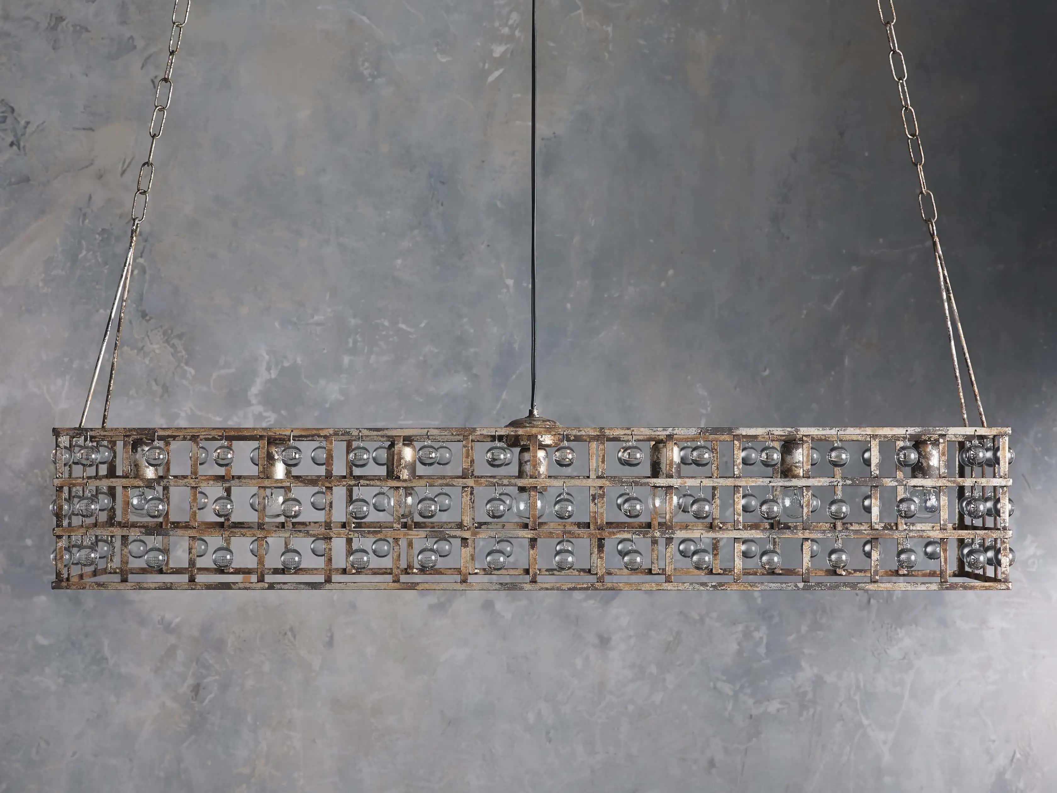 La Cage 50" Rectangular Chandelier in Silver