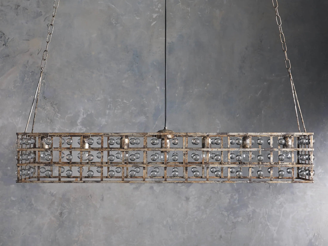 La Cage 50" Rectangular Chandelier in Silver