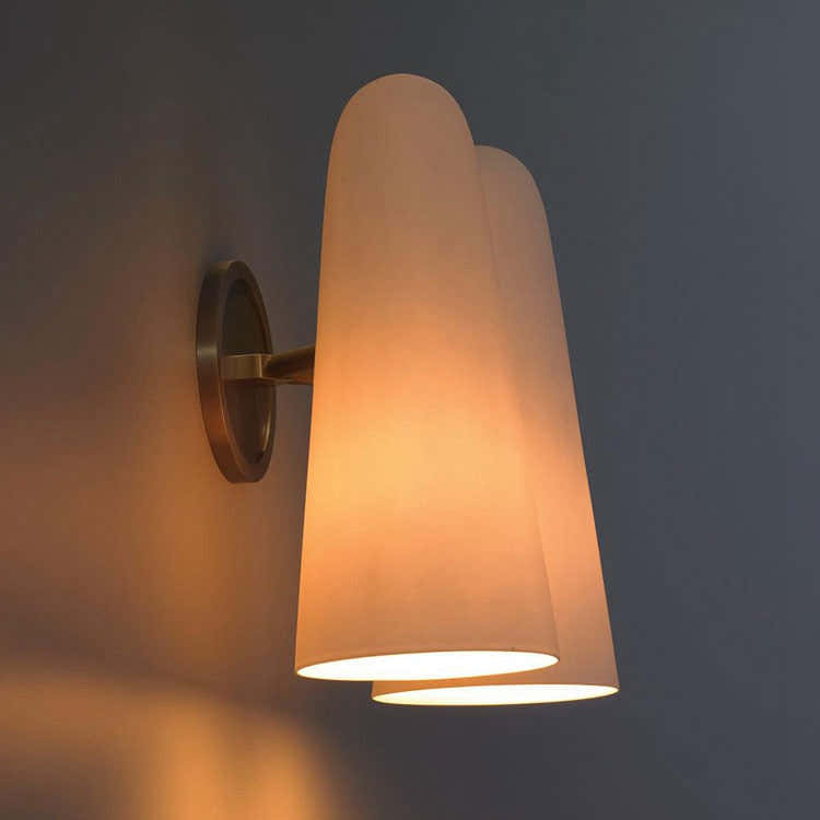 Ola White Ceram Double Shade Wall Sconce