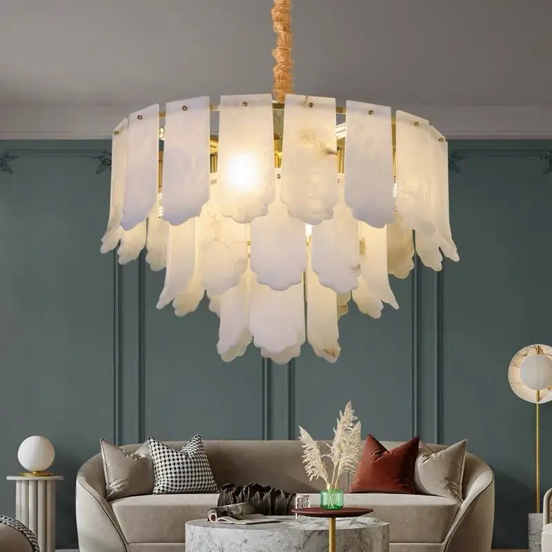 Alabaster Brass Multi-Layer Chandelier Lamp