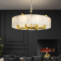 Alabaster Brass Round Chandelier Lighting