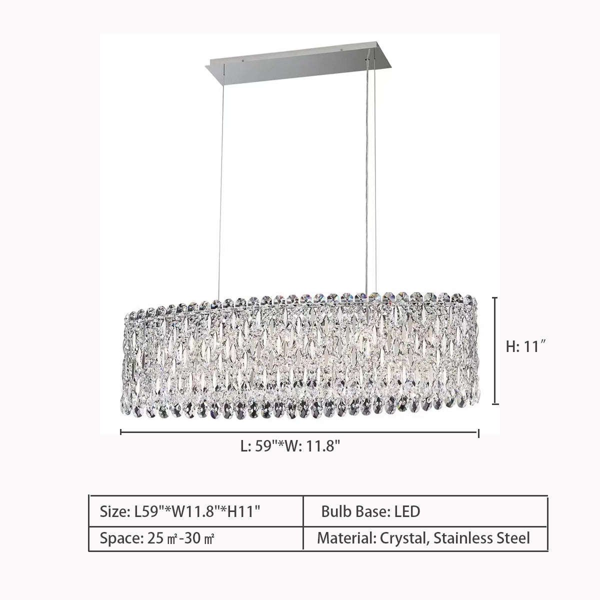 Modern Fashion Extra Large Oval Crystal Pendant Chandelier for Dining Room