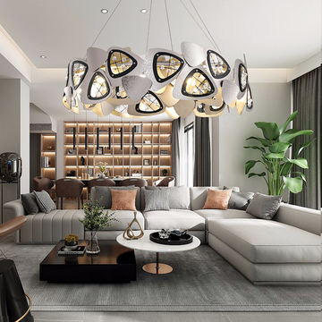 Contemporary Stainless Steel Round Chandelier